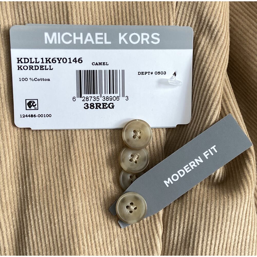 Michael Kors Sport Coat Men's 38 Regular Modern Fit Corduroy Cotton Camel NEW - Picture 8 of 10